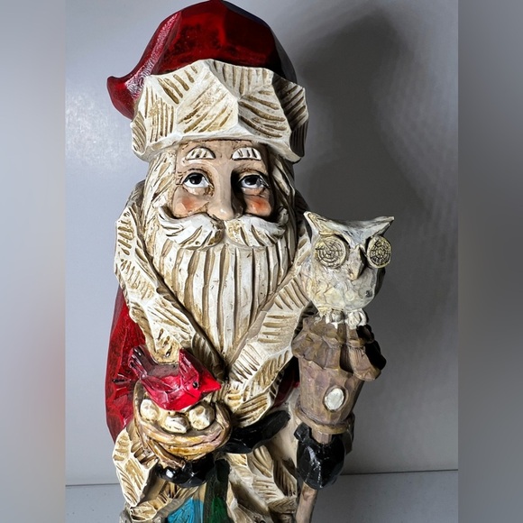 Wooden Carved Pencil Santa Owl Cardinal Bird Fox Raccoon Hand Painted - Picture 12 of 15